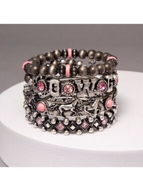 Mustang Western Theme Beaded Bracelet Set New